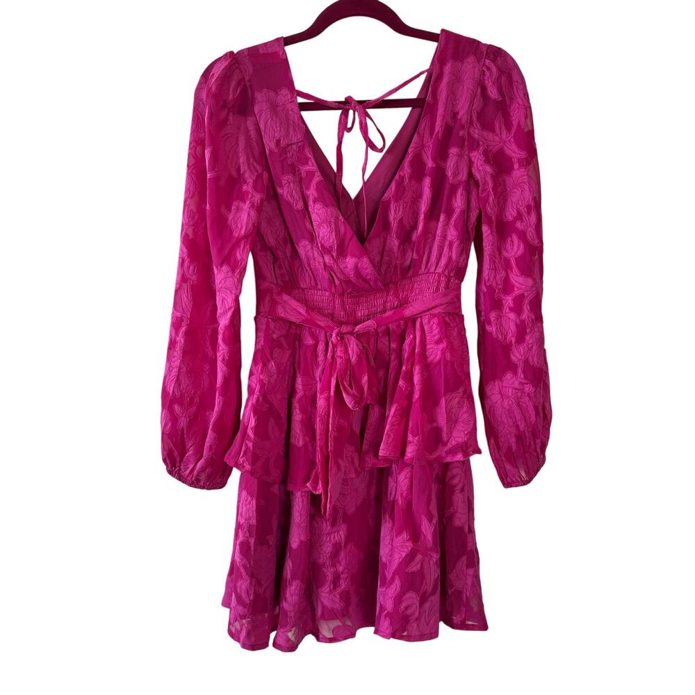 Band of the Free Kiss Me Fuchsia Pink Peplum Mini Dress Women’s Size XS NWT - Picture 2 of 11
